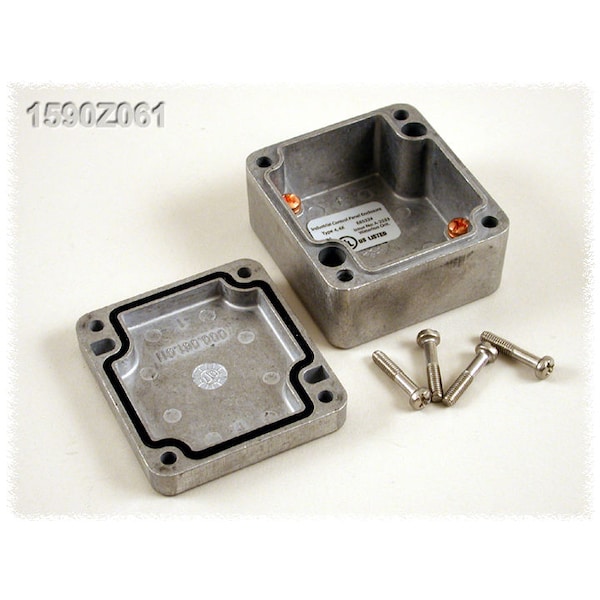 Hammond Screws Electrical Enclosures, 2.51 in H, 1.39 in D, 2.29 in W, 4, 4X, 6, 6P, 12 & 13, Aluminum 1590Z061 - main
